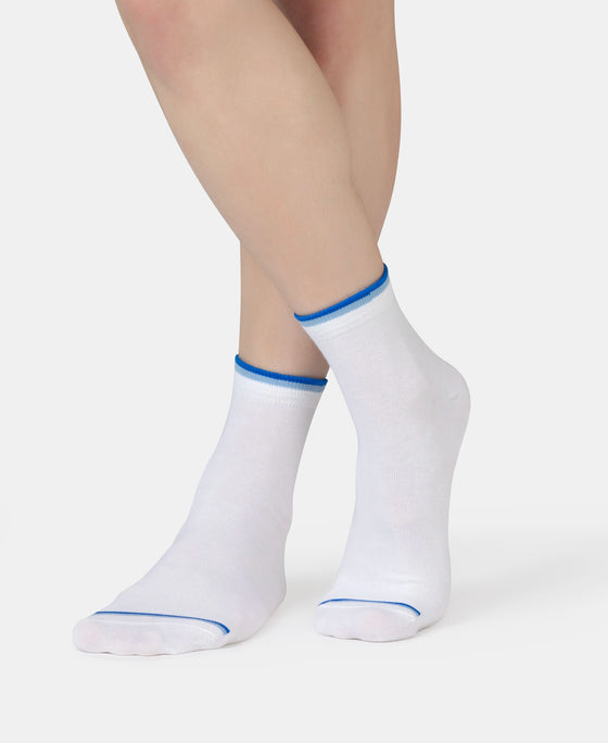 Compact Cotton Elastane Stretch Low Show Socks With StayFresh Treatment - New White (Pack of 2)