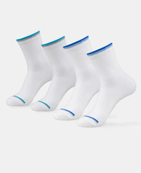 Compact Cotton Elastane Stretch Low Show Socks With StayFresh Treatment - New White (Pack of 2)