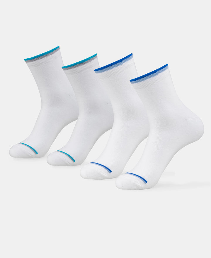 Compact Cotton Elastane Stretch Low Show Socks With StayFresh Treatment - New White (Pack of 2)