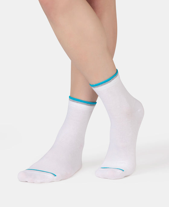 Compact Cotton Elastane Stretch Low Show Socks With StayFresh Treatment - New White (Pack of 2)