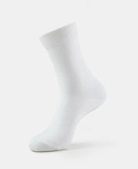 Mercerized Cotton Elastane Stretch Crew Length Socks With StayFresh Treatment - White