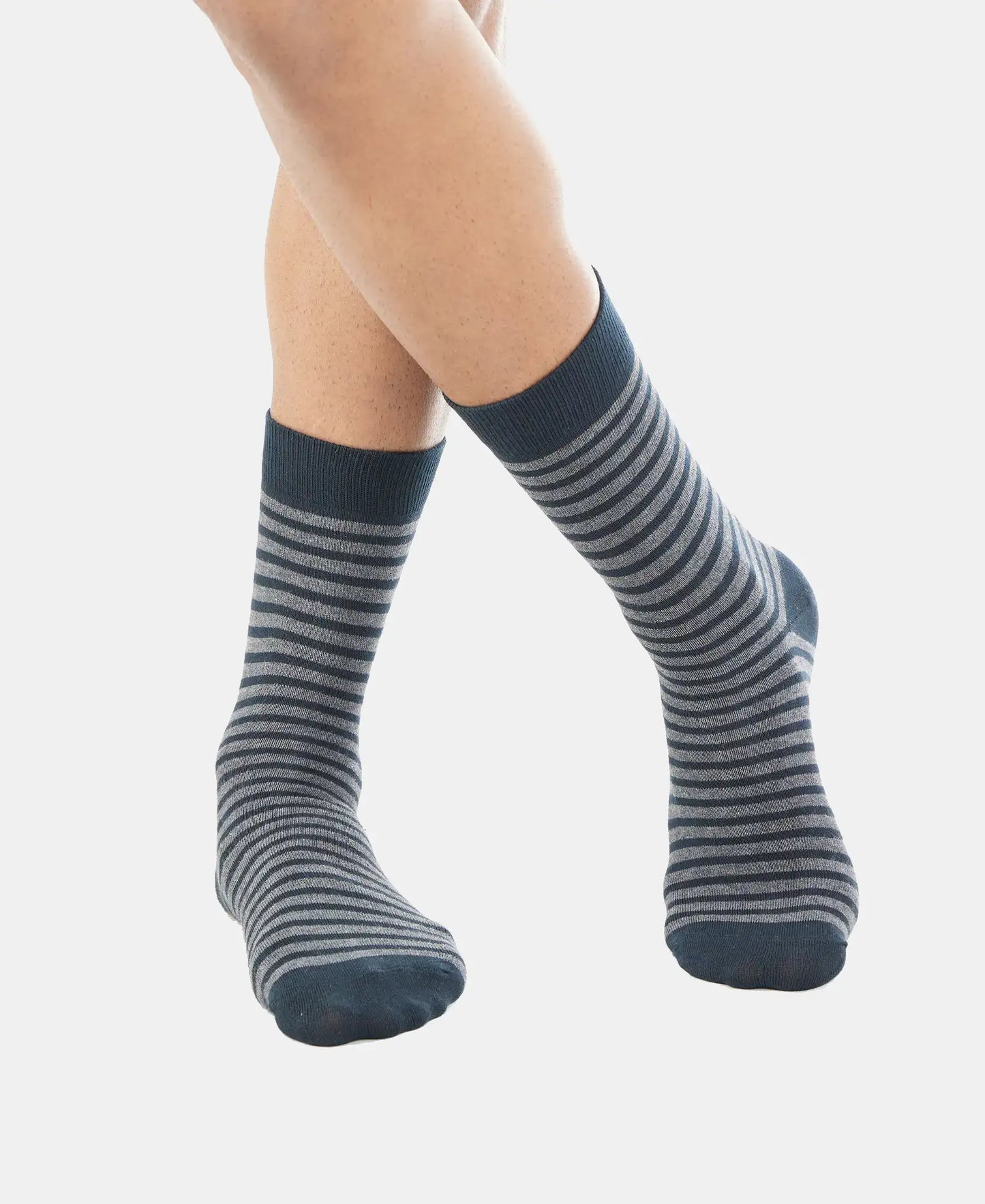 Compact Cotton Elastane Stretch Crew Length Socks With StayFresh Treatment - Black