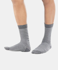 Compact Cotton Elastane Stretch Crew Length Socks With StayFresh Treatment - Charcoal Melange