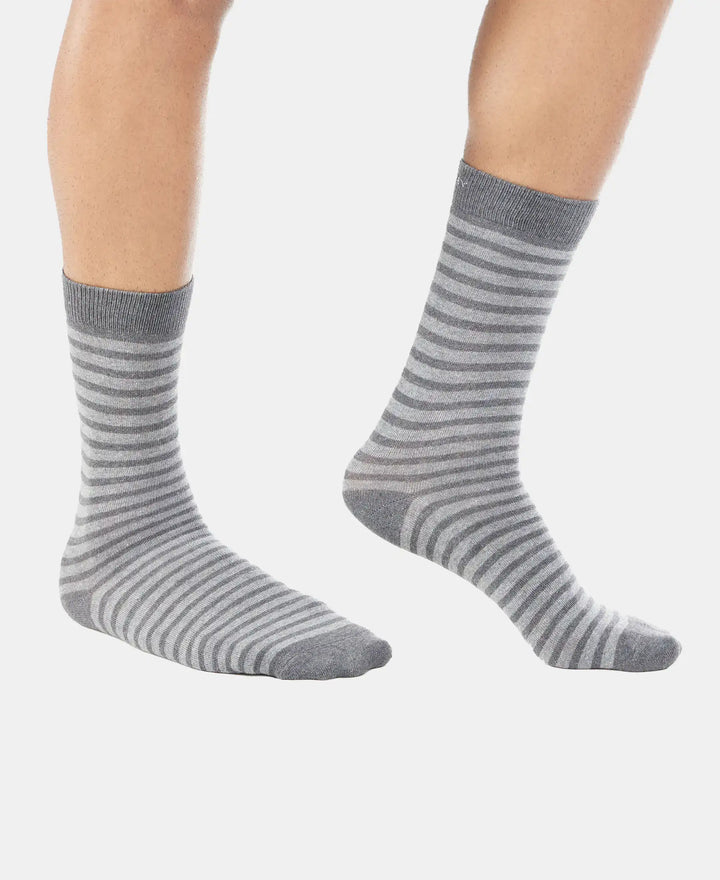 Compact Cotton Elastane Stretch Crew Length Socks With StayFresh Treatment - Charcoal Melange