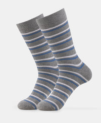 Compact Cotton Elastane Stretch Crew Length Socks With StayFresh Treatment - Mid Grey Melange