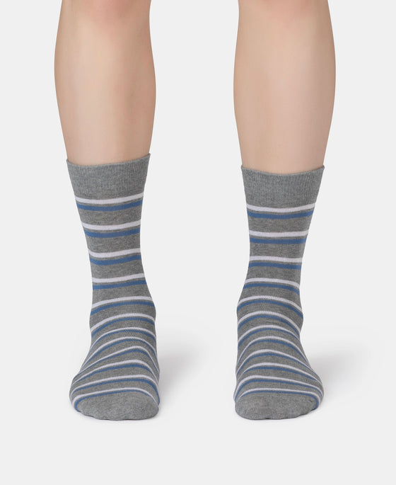 Compact Cotton Elastane Stretch Crew Length Socks With StayFresh Treatment - Mid Grey Melange