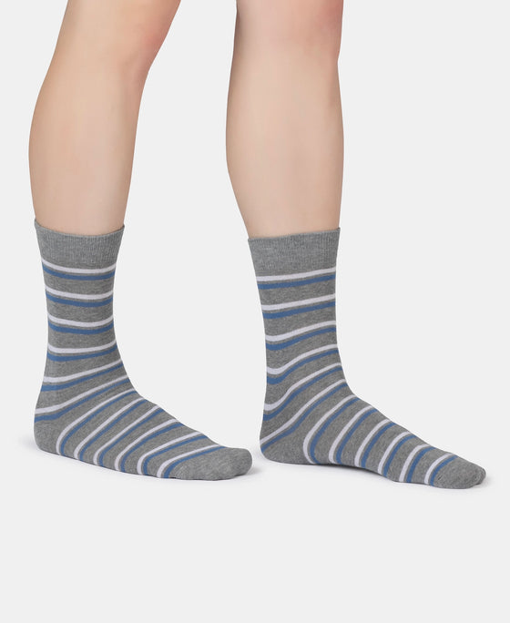 Compact Cotton Elastane Stretch Crew Length Socks With StayFresh Treatment - Mid Grey Melange
