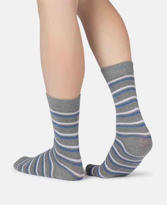 Compact Cotton Elastane Stretch Crew Length Socks With StayFresh Treatment - Mid Grey Melange