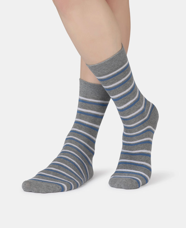 Compact Cotton Elastane Stretch Crew Length Socks With StayFresh Treatment - Mid Grey Melange
