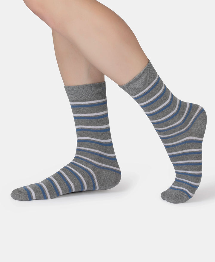 Compact Cotton Elastane Stretch Crew Length Socks With StayFresh Treatment - Mid Grey Melange