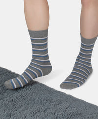 Compact Cotton Elastane Stretch Crew Length Socks With StayFresh Treatment - Mid Grey Melange