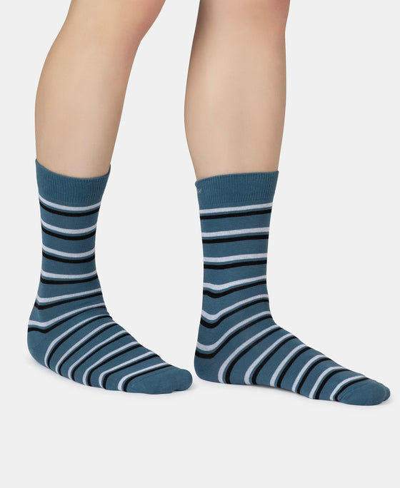 Compact Cotton Elastane Stretch Crew Length Socks With StayFresh Treatment - Stellar