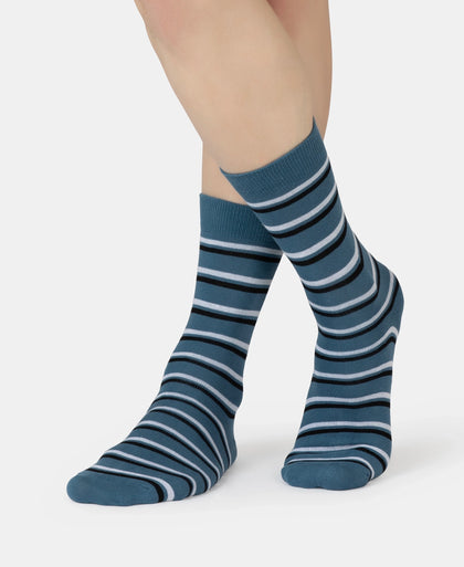 Compact Cotton Elastane Stretch Crew Length Socks With StayFresh Treatment - Stellar
