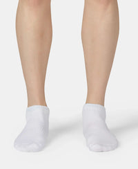 Compact Cotton Elastane Stretch Low Show Socks With StayFresh Treatment - Black, White, Navy, Mid Grey & Charcoal Melange (Pack of 5)