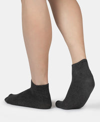 Compact Cotton Elastane Stretch Low Show Socks With StayFresh Treatment - Black, White, Navy, Mid Grey & Charcoal Melange (Pack of 5)