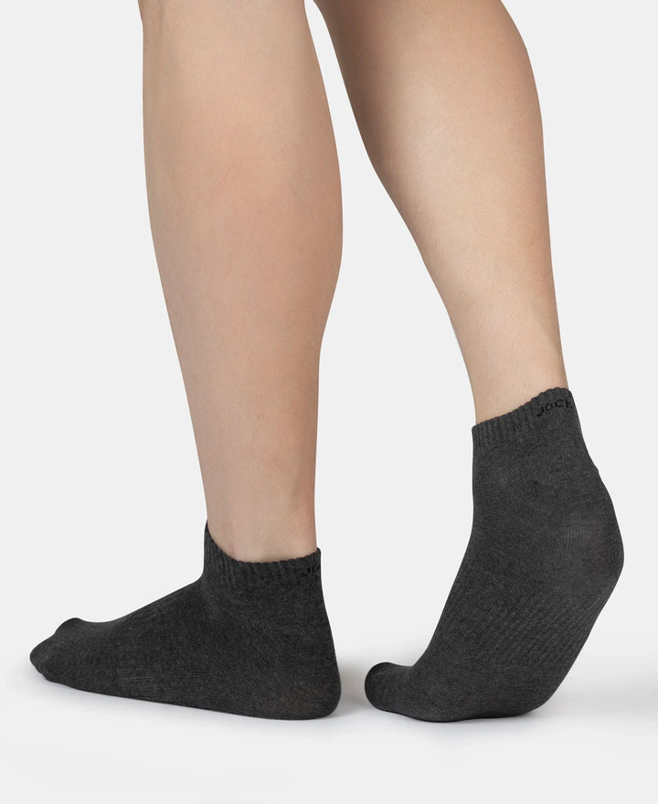 Compact Cotton Elastane Stretch Low Show Socks With StayFresh Treatment - Black, White, Navy, Mid Grey & Charcoal Melange (Pack of 5)