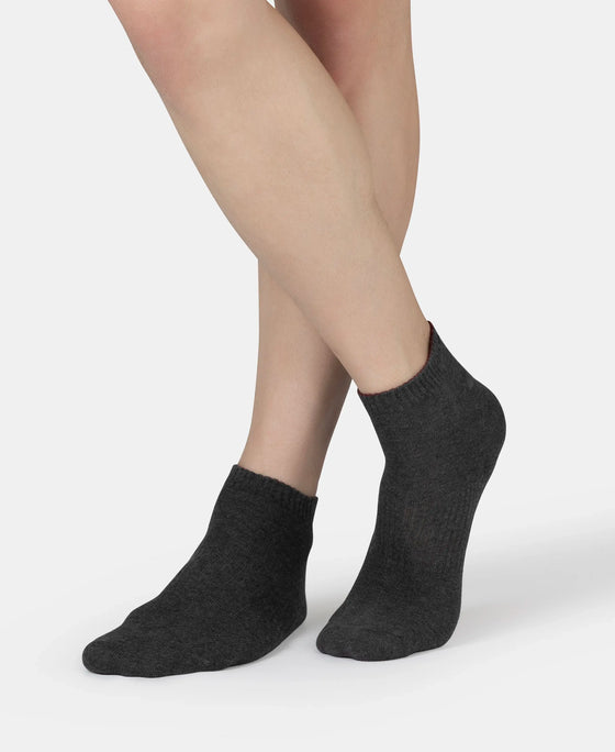 Compact Cotton Elastane Stretch Low Show Socks With StayFresh Treatment - Black, White, Navy, Mid Grey & Charcoal Melange (Pack of 5)