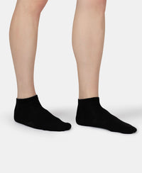 Compact Cotton Elastane Stretch Low Show Socks With StayFresh Treatment - Black, White, Navy, Mid Grey & Charcoal Melange (Pack of 5)