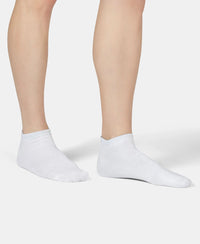 Compact Cotton Elastane Stretch Low Show Socks With StayFresh Treatment - Black, White, Navy, Mid Grey & Charcoal Melange (Pack of 5)