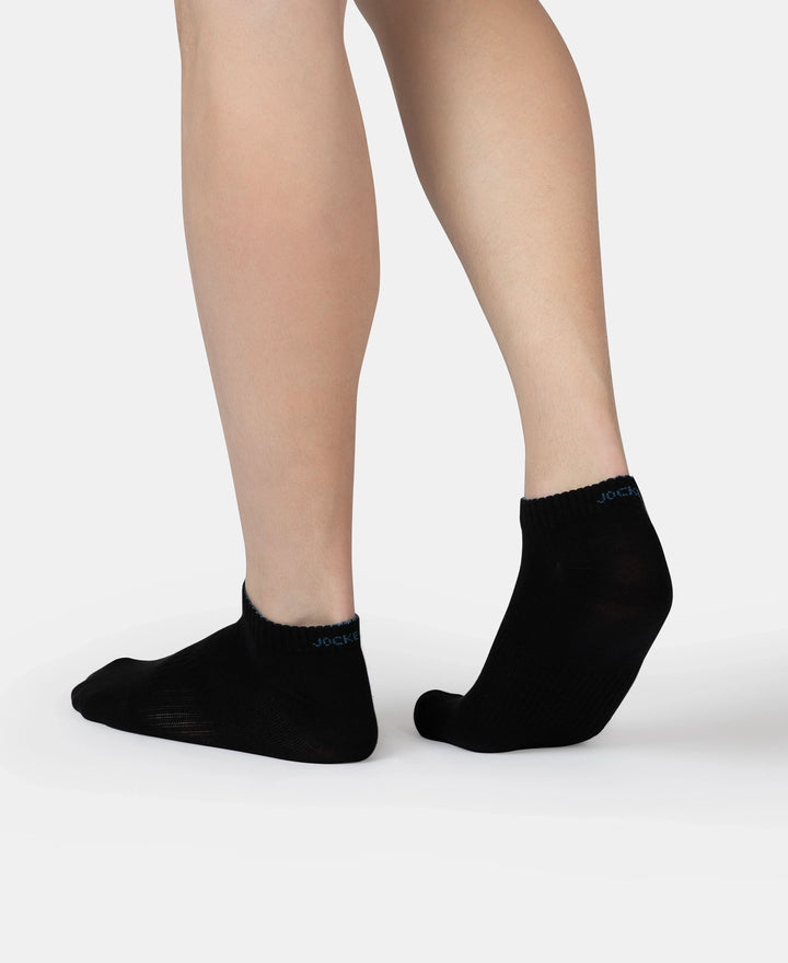 Compact Cotton Elastane Stretch Low Show Socks With StayFresh Treatment - Black, White, Navy, Mid Grey & Charcoal Melange (Pack of 5)