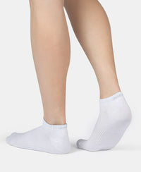 Compact Cotton Elastane Stretch Low Show Socks With StayFresh Treatment - Black, White, Navy, Mid Grey & Charcoal Melange (Pack of 5)