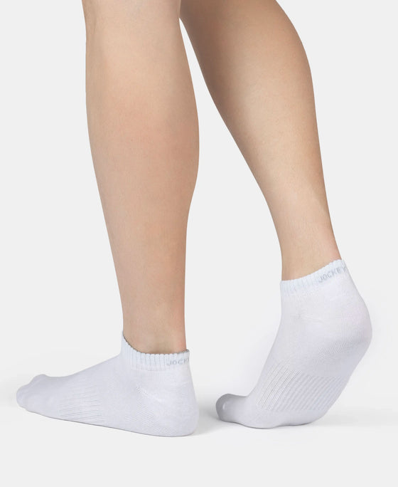 Compact Cotton Elastane Stretch Low Show Socks With StayFresh Treatment - Black, White, Navy, Mid Grey & Charcoal Melange (Pack of 5)