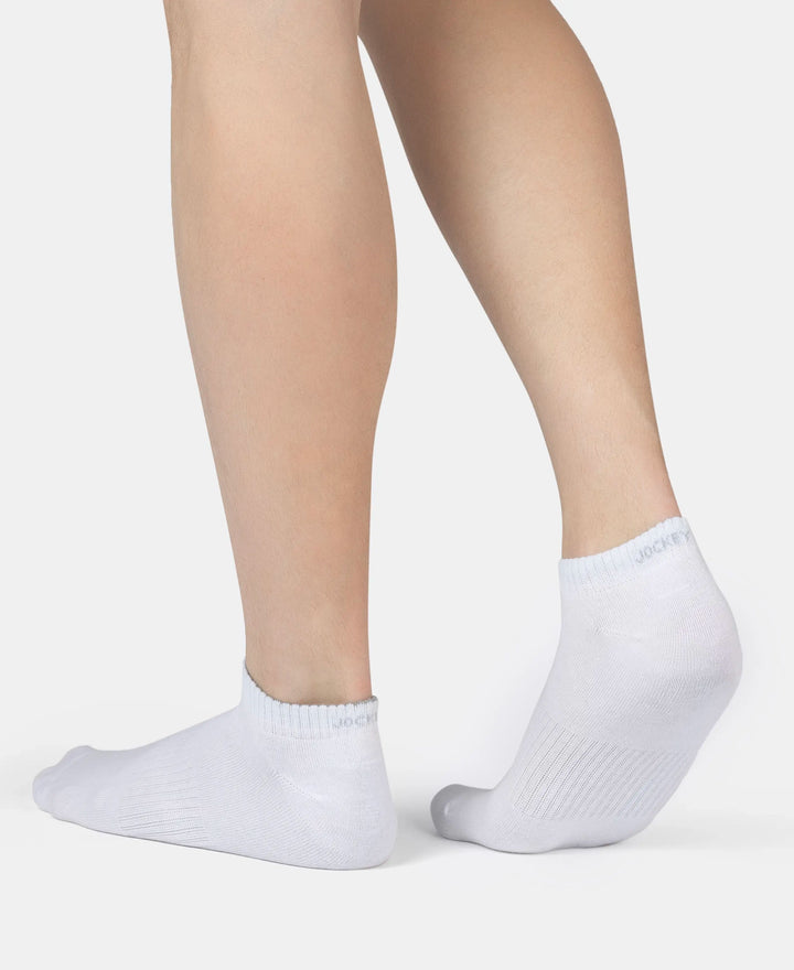 Compact Cotton Elastane Stretch Low Show Socks With StayFresh Treatment - Black, White, Navy, Mid Grey & Charcoal Melange (Pack of 5)