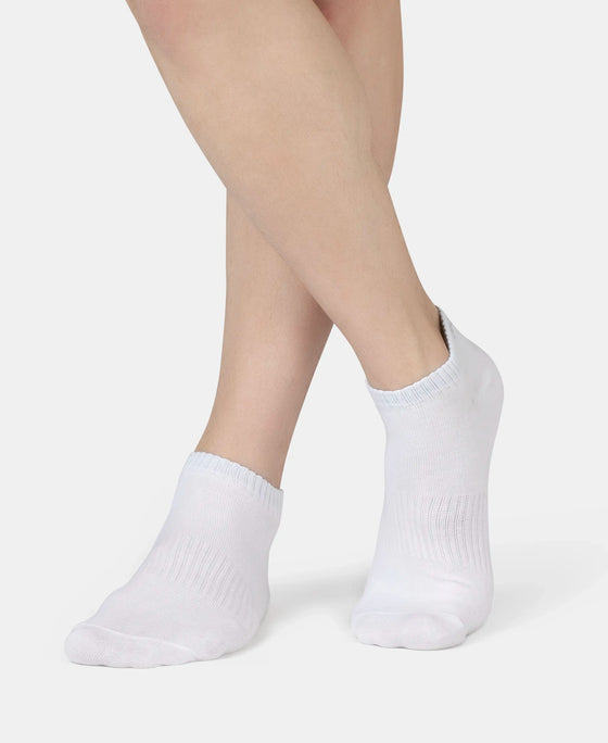 Compact Cotton Elastane Stretch Low Show Socks With StayFresh Treatment - Black, White, Navy, Mid Grey & Charcoal Melange (Pack of 5)