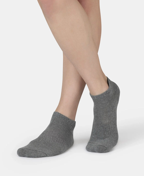 Compact Cotton Elastane Stretch Low Show Socks With StayFresh Treatment - Black, White, Navy, Mid Grey & Charcoal Melange (Pack of 5)