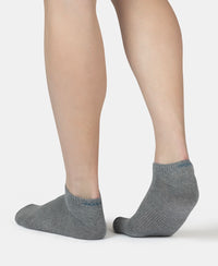 Compact Cotton Elastane Stretch Low Show Socks With StayFresh Treatment - Black, White, Navy, Mid Grey & Charcoal Melange (Pack of 5)