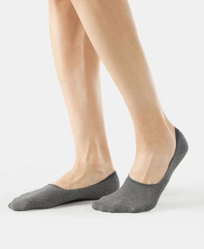 Compact Cotton Elastane Stretch No Show Socks With StayFresh Treatment - Black, Grey & Charcoal (Pack of 3)