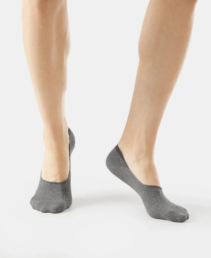 Compact Cotton Elastane Stretch No Show Socks With StayFresh Treatment - Black, Grey & Charcoal (Pack of 3)