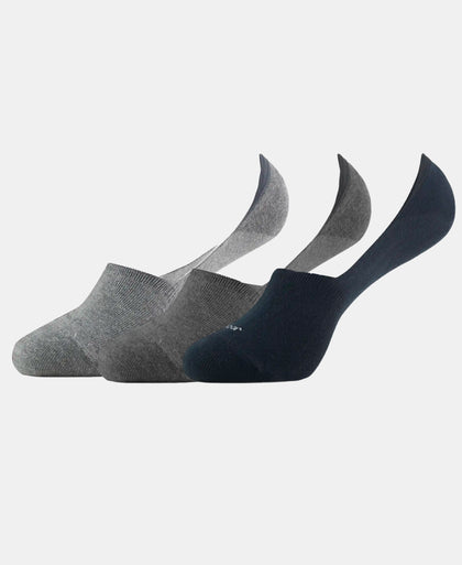 Compact Cotton Elastane Stretch No Show Socks With StayFresh Treatment - Black, Grey & Charcoal (Pack of 3)