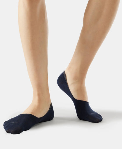 Compact Cotton Elastane Stretch No Show Socks With StayFresh Treatment - Black, Grey & Navy (Pack of 3)