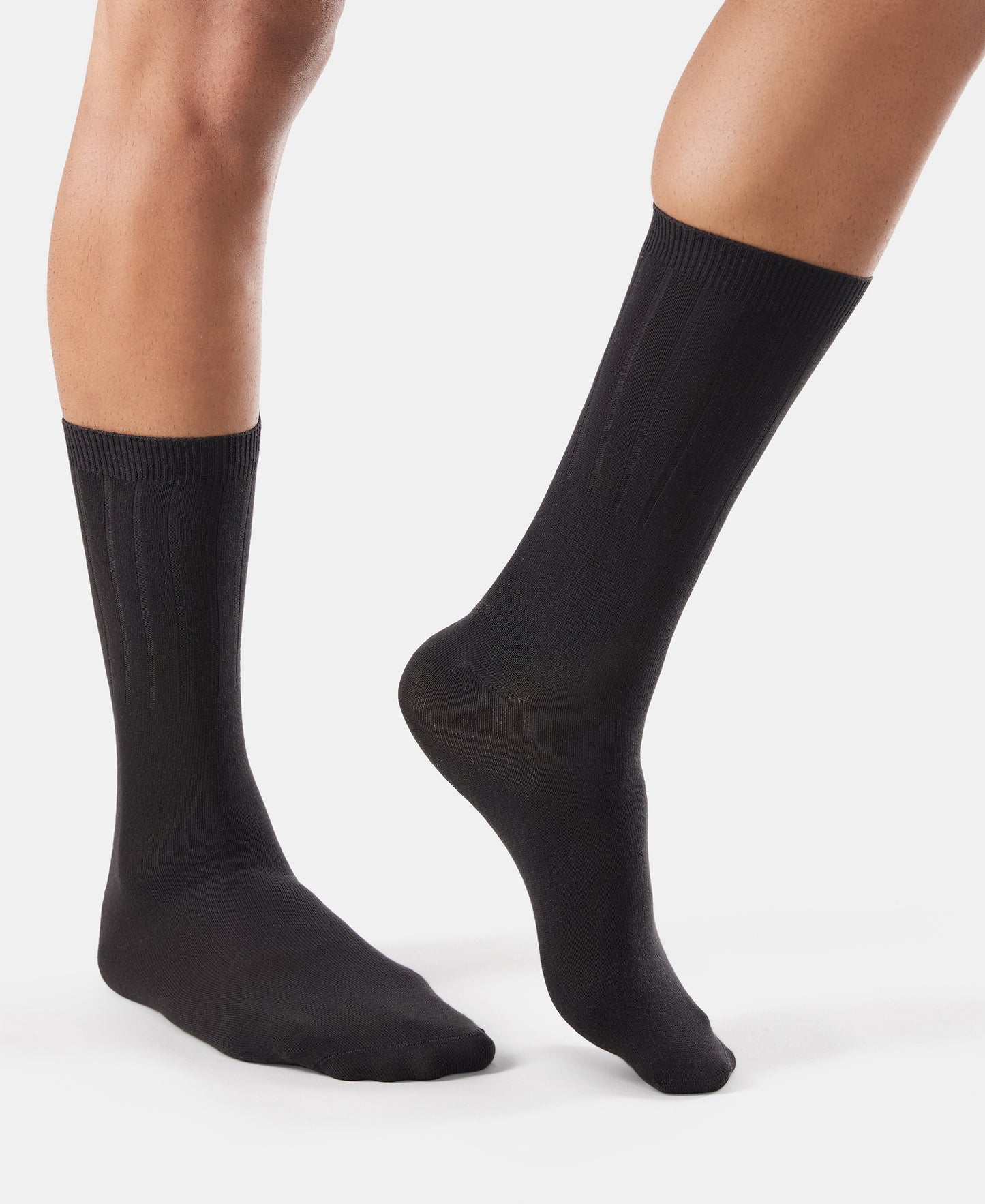 Blended Modal Stretch Crew Length Thermal Socks With StayFresh Treatment - Black
