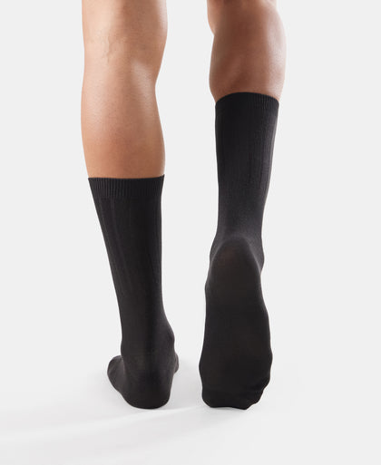 Blended Modal Stretch Crew Length Thermal Socks With StayFresh Treatment - Black