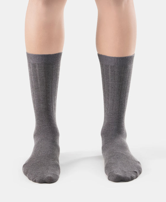 Women's Blended Modal Stretch Crew Length Thermal Socks With StayFresh Treatment - Charcoal Melange