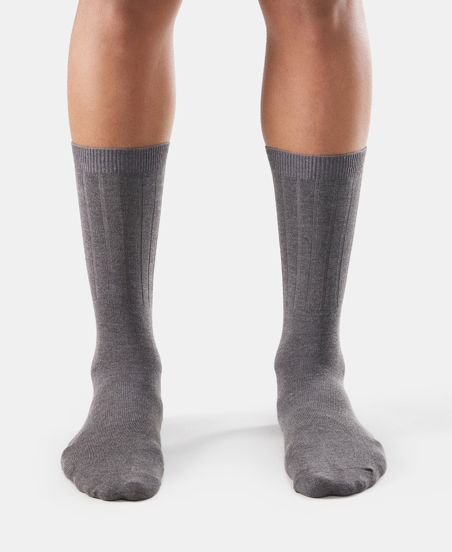 Blended Modal Stretch Crew Length Thermal Socks With StayFresh Treatment - Charcoal Melange