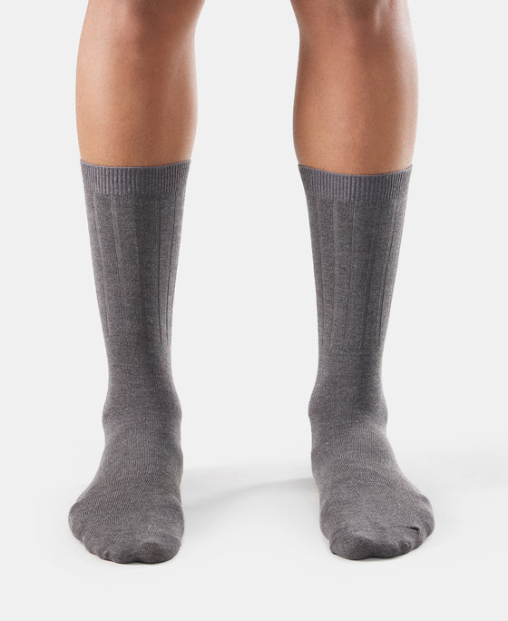 Blended Modal Stretch Crew Length Thermal Socks With StayFresh Treatment - Charcoal Melange