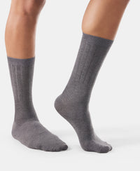 Blended Modal Stretch Crew Length Thermal Socks With StayFresh Treatment - Charcoal Melange