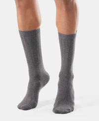 Blended Modal Stretch Crew Length Thermal Socks With StayFresh Treatment - Charcoal Melange