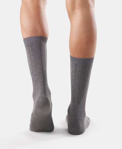 Blended Modal Stretch Crew Length Thermal Socks With StayFresh Treatment - Charcoal Melange