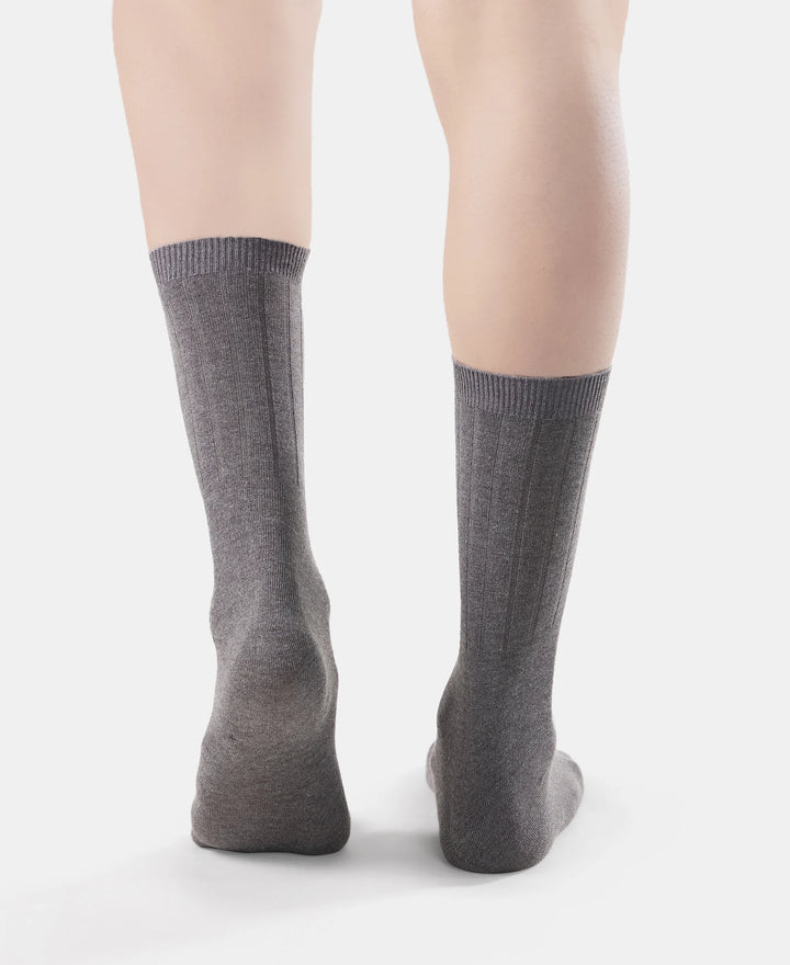 Women's Blended Modal Stretch Crew Length Thermal Socks With StayFresh Treatment - Charcoal Melange