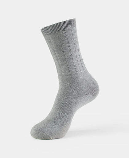 Blended Modal Stretch Crew Length Thermal Socks With StayFresh Treatment - Mid Grey Melange