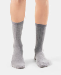 Women's Blended Modal Stretch Crew Length Thermal Socks With StayFresh Treatment - Mid Grey Melange