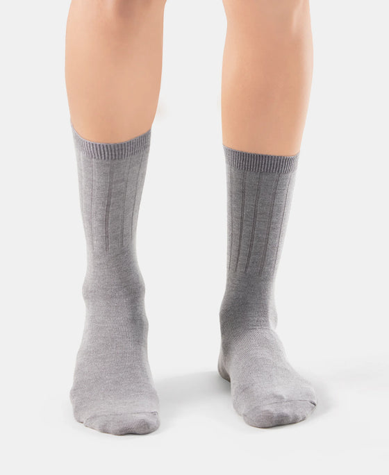 Women's Blended Modal Stretch Crew Length Thermal Socks With StayFresh Treatment - Mid Grey Melange