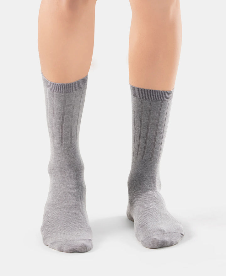 Women's Blended Modal Stretch Crew Length Thermal Socks With StayFresh Treatment - Mid Grey Melange