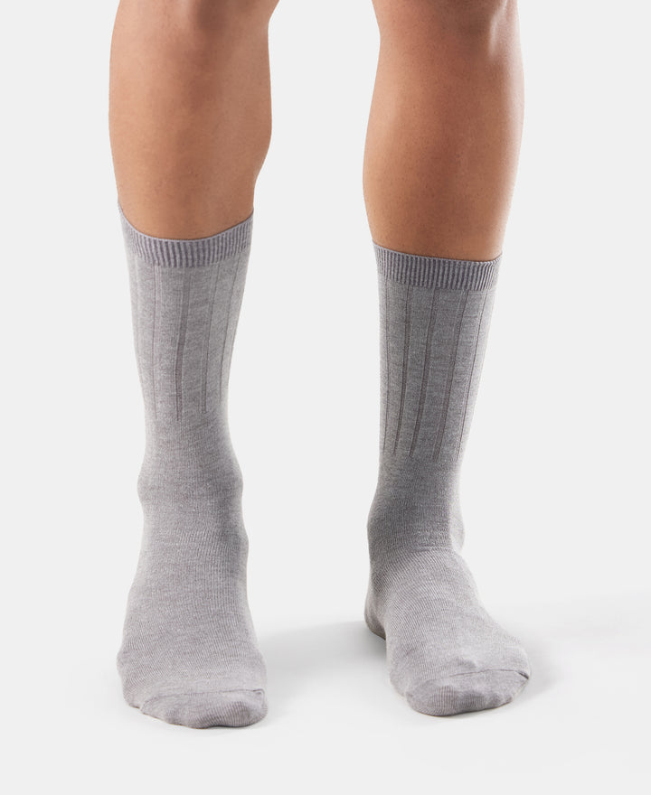 Blended Modal Stretch Crew Length Thermal Socks With StayFresh Treatment - Mid Grey Melange