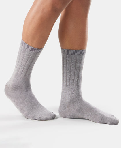 Blended Modal Stretch Crew Length Thermal Socks With StayFresh Treatment - Mid Grey Melange