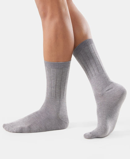 Blended Modal Stretch Crew Length Thermal Socks With StayFresh Treatment - Mid Grey Melange